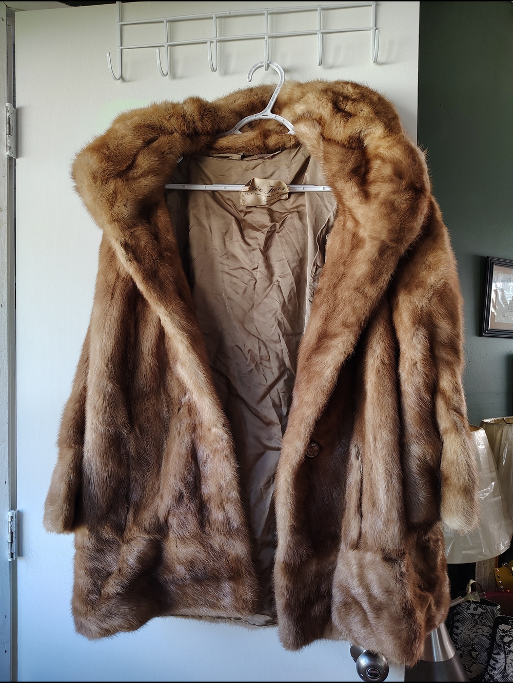 Authentic Vintage Mink Fur Coat with Matching Collar/Hood Piece